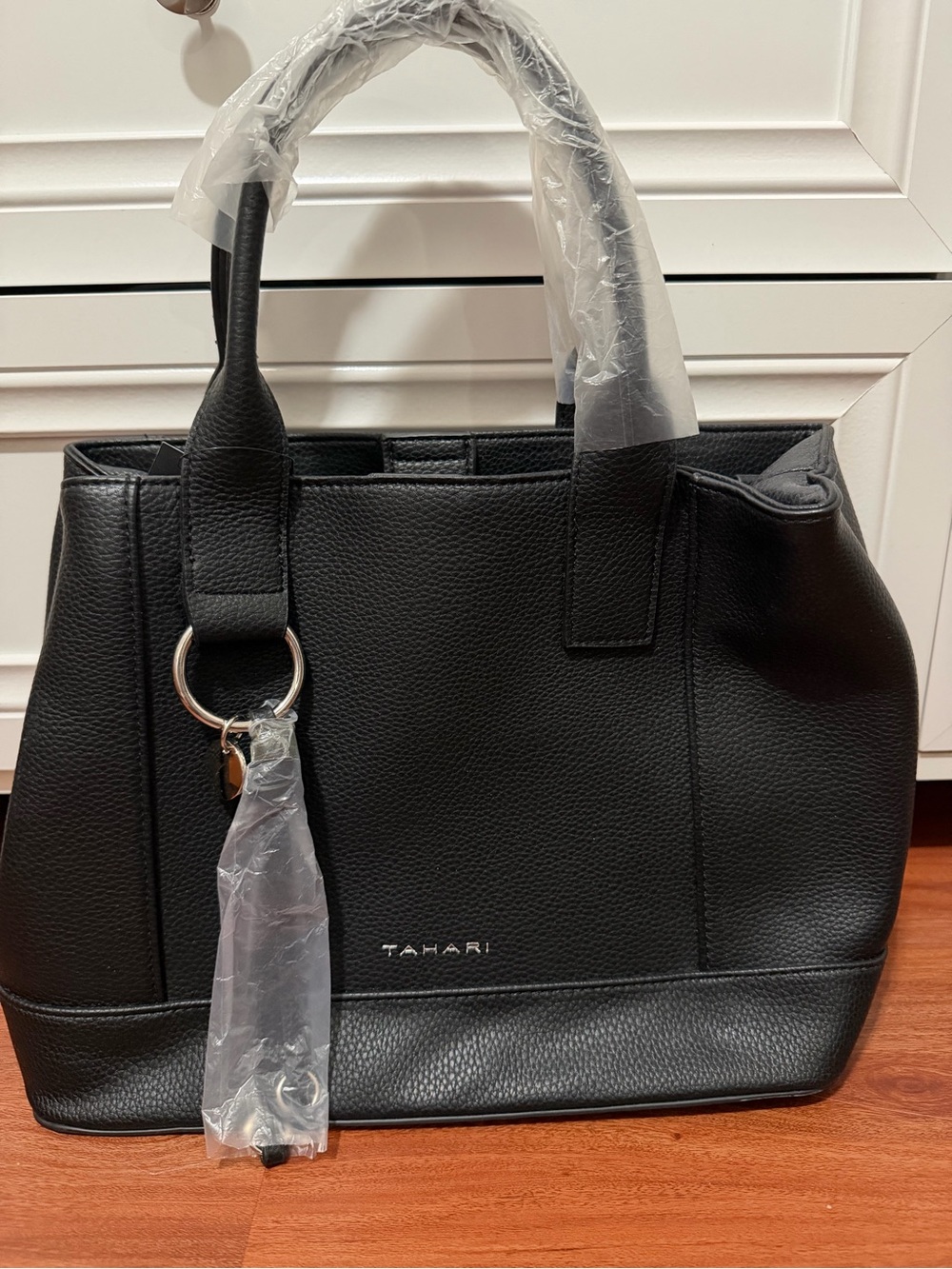 Tahari Black Leather Tote Bag